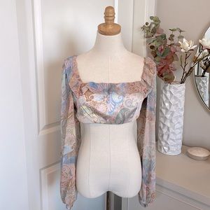 AURUM | Puff-Sleeve Crop Top | Size 6